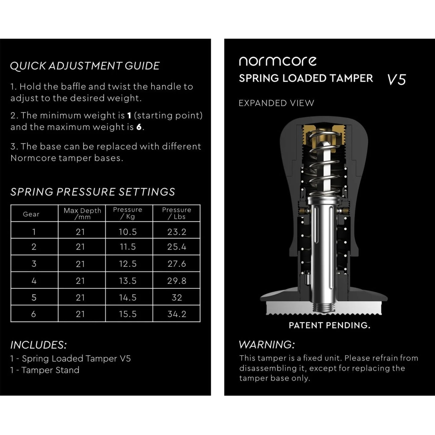 Normcore V5 Spring Loaded Tamper with Titanium Coated Base